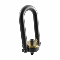 This pivot and rotate hoist ring from JERGENS is designed for pulling operations in material handling and rigging. It features a black oxide-coated steel construction with a 5/8"-11 thread size and a maximum capacity of 4,000 lb. The swiveling design allows the ring to align with the load direction, reducing side-load stress on the threaded connection.