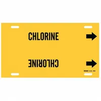 Pipe Marker: Chlorine, Yellow, Black, Fits 6 to 7 7/8 in Pipe O.D., 1 Pipe Markers, With Arrows (MPN 4025-F)