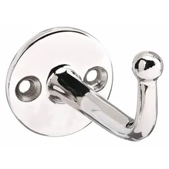 This single-point wall mount utility hook is constructed from stainless steel with a mirror finish. It projects 1 7/16 inches from the mounting surface and supports up to 22 lb. Suitable for hanging tools, equipment, or light fixtures in industrial and commercial settings.