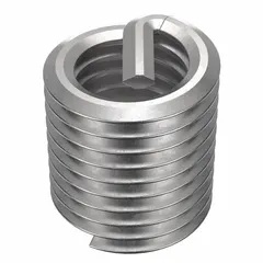Screw-locking tanged helical insert for repairing or reinforcing threads in metal substrates. Features 18-8 stainless steel construction with dry film lubricant finish, fine 1/4"-28 thread, and tensile strength of 200,000 to 250,000 psi. Requires 1/4"-28 STI tap. Supplied in a 100-piece pack.