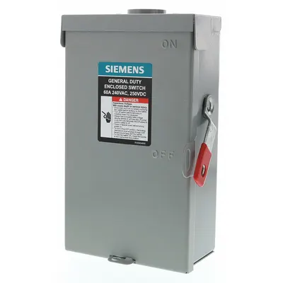 Siemens Safety Switch: Fusible, 60 A, Three Phase, 240V AC, Galvanized Steel - Fusible Safety Switches
