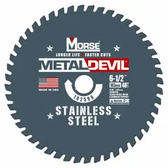 Circular saw blade designed for cutting stainless steel. Features 56 teeth, 0.06 in cut width, and 13/16 in arbor size. Suitable for metal fabrication and construction applications requiring precise cuts in stainless steel sheet or plate.