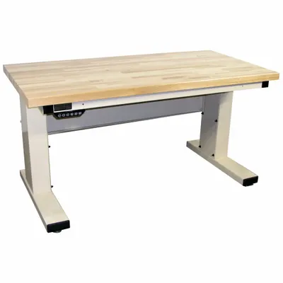 PRO-LINE Ergonomic Work Bench: Adj Ht, Maple, 72 in x 30 in, 1,000 lb Overall Load Capacity - Open-Base Workstations