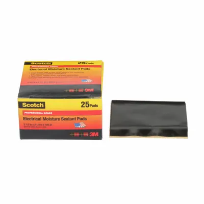 3M Electrical Tape: Square, 2 1/2 in Wd, 2 1/2 in Lg, 45 mil Thick, Vinyl - Moisture-Resistant Electrical Tape, Pads & Putty