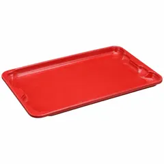 This red fiberglass lid measures 20 1/2 in x 12 7/8 in and is designed for extreme-temperature stacking and nesting totes. It fits MOLDED FIBERGLASS totes 2TU17, 2TU18, and 4TH04, providing a cover for industrial storage and transport in environments requiring thermal resistance.