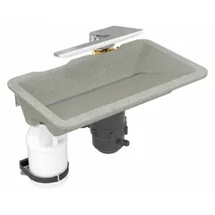 Undermount bathroom sink kit with sensor-operated Washbar faucet, constructed of Evervo® material in Mojave color. Includes drain cap. Overall length 24 inches, overall width 14-1/2 inches. Suitable for commercial restroom applications requiring touch-free handwashing.