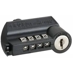 Zinc die-cast, chrome-plated combination cam lock with a 1 15/16 in straight cam. Used to secure cabinets, lockers, and enclosures in industrial and commercial settings.