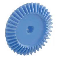 This straight bevel gear transmits motion and power between intersecting shafts at a 90-degree angle. It is used in industrial machinery, conveyors, and power transmission systems requiring a compact right-angle drive. The gear is made of nylon, with a module of 2, 40 teeth, a 12 mm bore diameter, and a gear ratio of 2