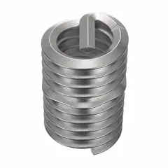 Screw-locking tanged helical insert for repairing or reinforcing internal threads in metal. Features 5/16"-18 coarse thread, right-hand direction, plain finish, and 18-8 material with tensile strength of 200,000 to 250,000 psi. Supplied in a 500-piece pack.