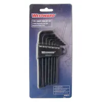 WESTWARD Torx Key Set: Long, 7 Pieces, T10/T15/T20/T25/T27/T30/T40 Tip Size, Std End, Organizer
