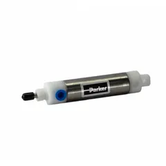 Non-repairable pneumatic actuator with a stainless steel body and aluminum construction. Features a non-rotating rod for precise linear motion. Bore 1 1/16 in, stroke 2 in. Suitable for industrial automation, packaging, and material handling applications requiring corrosion resistance and accurate positioning.