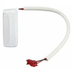 Nickel cadmium battery rated at 1.2 V and 1 Ah capacity. Overall height 1 3/4 in, overall depth 3/4 in. Used as a backup power source in emergency and exit lighting fixtures to maintain illumination during power outages.
