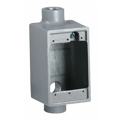 HUBBELL KILLARK Device Box: Iron, Rectangular, 1 Gangs, 3/4 in Hub Size, 18 cu in Capacity - Iron Weatherproof Electrical Boxes