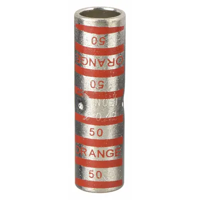 THOMAS & BETTS Open Barrel Splice: 3/0 AWG Wire Size, Orange Code, 2.25 in - Crimped Butt Splice Compression Connectors