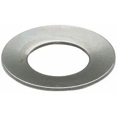 Belleville disc spring made of carbon steel with an inner diameter of 0.39 in and outer diameter of 1.25 in. Supplied in a pack of 10. Used to apply preload in bolted joints, absorb vibration, and compensate for thermal expansion in industrial machinery.