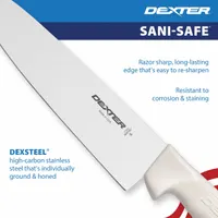 DEXTER RUSSELL Chef/Utility Knife: Curved, 15 in Overall Lg, Steel Blade, White Handle, White (MPN 12433)