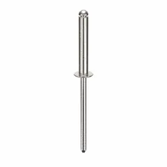 Open-end blind rivet with domed head, 0.122" diameter, 1.846" overall length (1 27/32 in), and 3/4 in body length. Supplied in a 500-piece pack. Used for fastening materials where only one-sided access is available, such as in sheet metal and general assembly applications.