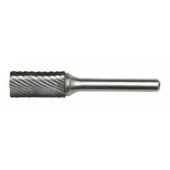 CLE-LINE SA-4 single-cut cylinder bur with a 7/16" x 1" head and 1/4" shank. Designed for material removal, deburring, and shaping in metalworking and fabrication applications.