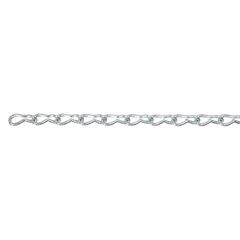 This light-duty jack utility chain is constructed with a zinc finish for corrosion resistance. It has a trade size of 8, a working load limit of 60 lb, and an overall length of 100 ft. Suitable for lifting, pulling, and securing loads in industrial and maintenance settings.