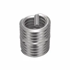 M14-2.00 metric coarse thread helical insert with screw-locking feature and tang for installation. Made from 18-8 stainless steel, plain finish, right-hand thread direction. Requires 14.5mm drill bit and M14-2.00 STI tap. Tensile strength 200,000 to 250,000 psi. Used to repair or reinforce threads in metal substrates.