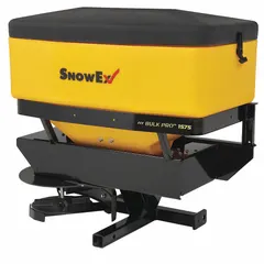 This broadcast tailgate spreader is powered by the vehicle battery and mounts via hitch. Constructed with steel and poly, it is compatible with tractors, trucks, and UTVs for spreading ice melt or salt on surfaces such as parking lots, driveways, and roads.