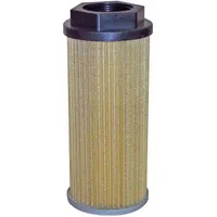Cartridge hydraulic filter for hydraulic fluid systems. Features cellulose media, 1-11 thread size, and 5 7/16 in overall height. Includes threaded hex nut. Compatible with Kubota vehicles