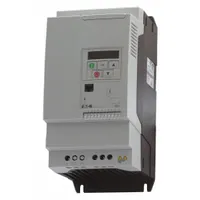 Variable frequency drive from the PowerXL DA1 series, designed for three-phase output. Provides 5 hp with a maximum output current of 18 A. Suitable for controlling speed and torque of three-phase AC motors in applications such as conveyors, pumps, fans, and compressors