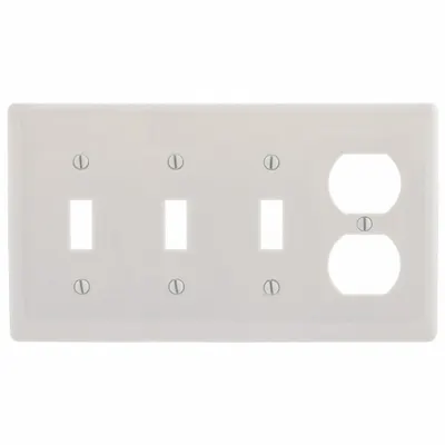HUBBELL Wall Plate: Combo, 4 Gang, Almond - Combination Wall Plates