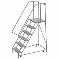 BALLYMORE Rolling Ladder: 5 ft Platform Ht, Assembled, Aluminum, Wt-Actuated, Perforated (MPN WLAR106246-D4)