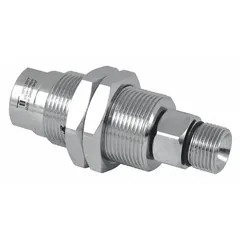 This nickel-plated C38500 brass rotating joint is designed for air service, featuring a single passage and a 3/8 in rotating shaft. It is equipped with a carbide seal and rated for a maximum speed of 2000 RPM. Typical applications include transferring air from a stationary supply line into rotating machinery such as winding equipment, printing presses, and packaging lines.