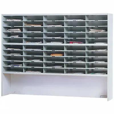 SAFCO Literature and Mail Organizer: Gray, 50 Compartments, 13 1/4 in Overall Dp - Literature Sorters