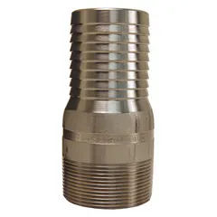 This 316 stainless steel rigid barbed hose fitting connects 2-inch hose to NPT threaded pipe via a male x male connection. Designed for air, water, and chemical transfer in industrial fluid handling systems. Features a no-knurl nipple grip and is suitable for multipurpose applications.