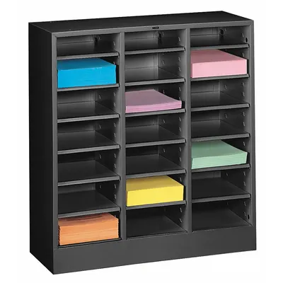 TENNSCO Literature Sorter: Black, 21 Compartments, 24 in Overall Dp, 30 5/8 in Overall Wd - Literature Sorters
