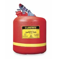 JUSTRITE Type I Safety Can: For Use With Flammables, 5 gal Capacity, Polyethylene, Red (MPN 14561)