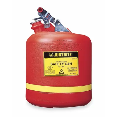 JUSTRITE Type I Safety Can: For Use With Flammables, 5 gal Capacity, Polyethylene - Flammable Liquids Safety Cans