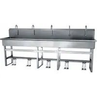 SANI-LAV Wash Station: 45 in Overall Ht, 97 in Bowl Lg, 8 in Bowl Dp, 2 gpm Flow Rate, 16 ga (MPN 510FS)