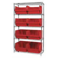 QUANTUM STORAGE SYSTEMS Bin Shelving: 42 in x 18 in x 74 in, 1 Sided, 8 Bins, Open, Stacking Bin (MPN WR5-543RD)