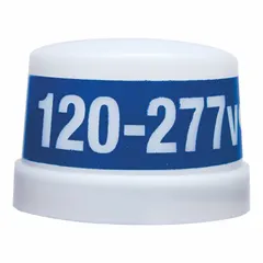 SPST turn-locking photocell rated for 120-277V AC with 510 J surge capacity. Provides automatic dusk-to-dawn switching for outdoor lighting loads. Suitable for use in parking lots, billboards, and security lighting.