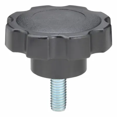 INNOVATIVE COMPONENTS Hand Knob: 8 Point, Plastic w/ Steel Thread, 3/8"-16 Thread - 8-Arm Knobs with Threaded Stud