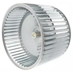 OEM replacement blower wheel for York HVAC equipment. Features a 10-inch diameter, 7-inch width, and 1/2-inch bore. Compatible with York model AH08X07NA. Used to circulate air in residential or light commercial heating and cooling systems.
