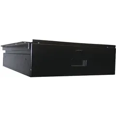 This steel-framed drawer from HALLOWELL is designed for integration into workbenches. It measures 6 inches in overall height, 18 inches in width, and 24 inches in depth, with a black finish. Mounting hardware is included for installation. Suitable for organizing tools, parts, and equipment in industrial and workshop settings.
