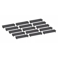 Filler plate accessory for covering unused breaker spaces in Square D NF panelboards. Supplied as a 15-pack. Helps maintain a finished appearance and prevents accidental contact with live components in electrical distribution equipment.