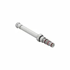 Screw-in solenoid cartridge valve from the DSL105 series. Steel construction, four-way, three-position spool with float center center position. Used in industrial hydraulic systems for directional flow control, particularly in applications requiring neutral flow bypass.