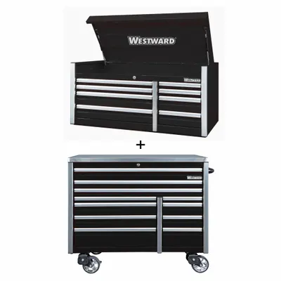 WESTWARD Rolling Cabinet Kit: 19 Drawers, Heavy Duty, Keyed - Extra-Heavy-Duty Top Chest & Rolling Cabinet Combos