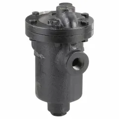Cast iron inverted-bucket steam trap with 3/4 in FNPT connections, in-line configuration for horizontal installation. Rated for maximum pressure of 200 psi and capacity of 2,060 lb/hr. Used to discharge condensate from steam lines while preventing steam loss in industrial steam distribution and process heating systems. Strainer not included.