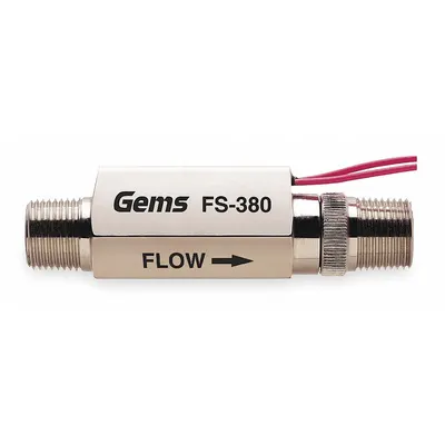 GEMS SENSORS Liquid Flow Switch: Piston, 316 Stainless Steel, 3/8 in NPT - High-Pressure-Rated Compact Flow Switches