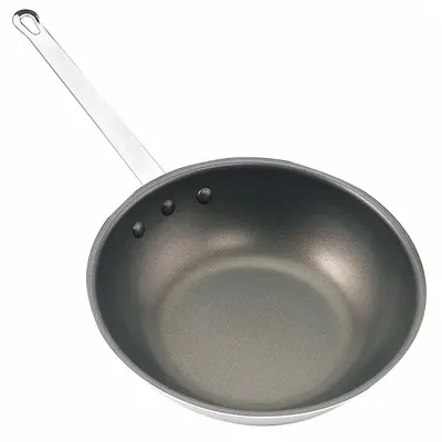 CRESTWARE Wok Pan: Non-Stick, 12 1/2 in Top Dia, Aluminum, Silver, Steel, Teflon - Woks