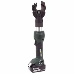 Cordless wire cutter designed for cutting 557 kcmil ACSR cable. Bare tool operates on the Makita 18V LXT battery platform. Features an inline, scissor-style cutting head. Suitable for overhead and underground cable cutting in power distribution, construction, and maintenance applications.