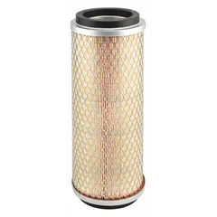 Round/oval engine air filter with axial seal. Overall height 9 15/16 inches. Compatible with Kubota farm equipment. Traps airborne contaminants to protect engines in agricultural applications.
