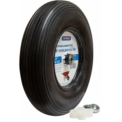 HI-RUN Tires and Wheels: 8 in dia Tire Size, Mfr Part # WB1001, Wheelbarrow Tire - Wheelbarrow Tires